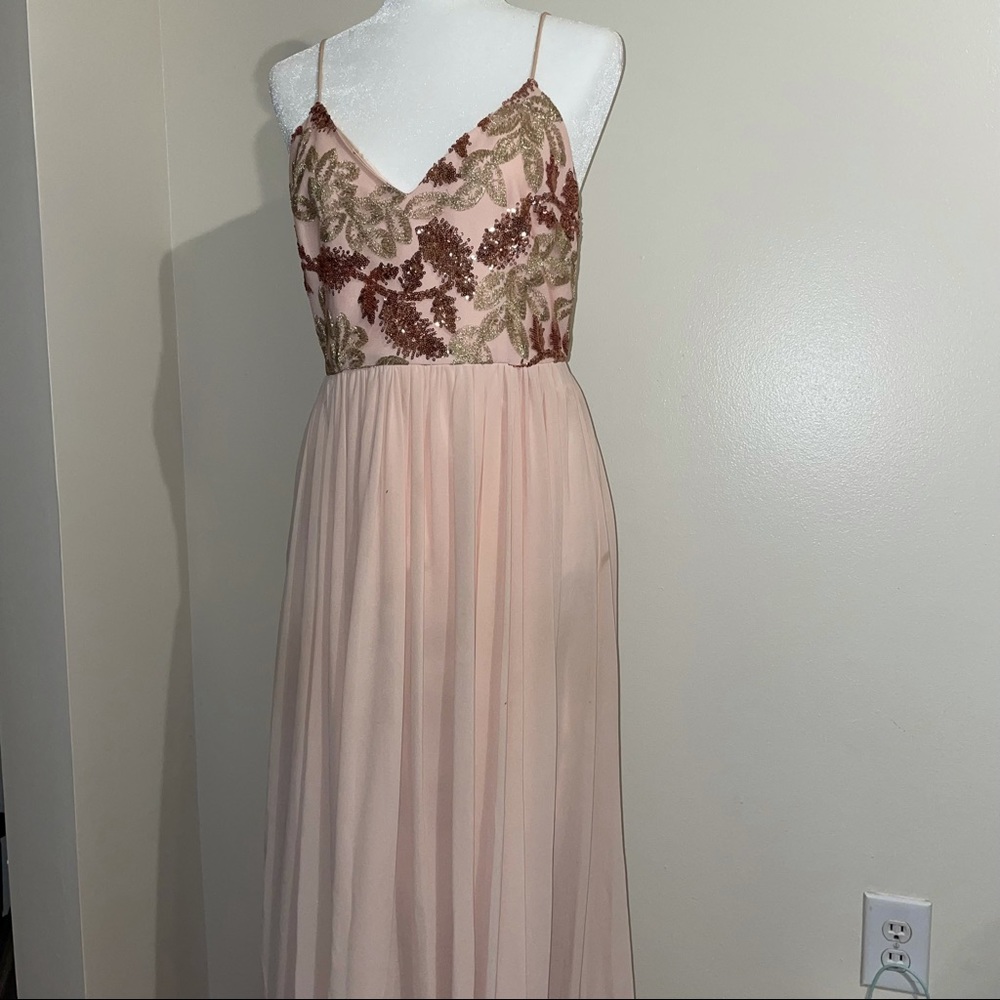 Pink Sequin-Top Prom Dress